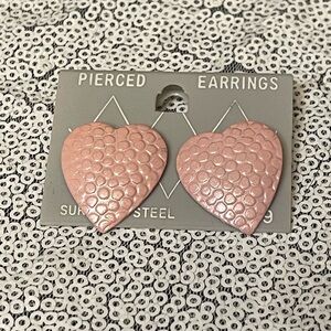 Pink Heart Pierced Earrings